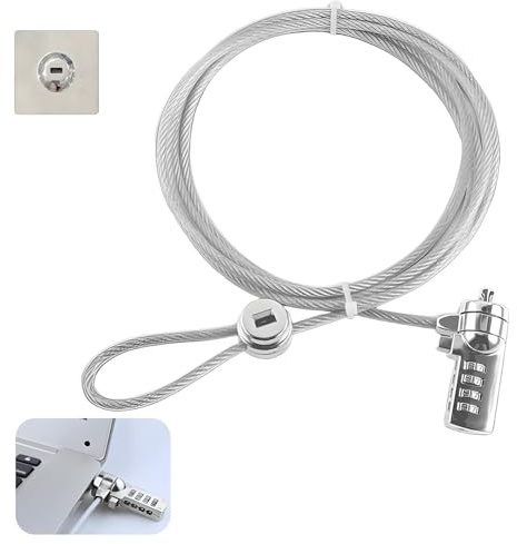 Zerabidpro Candado de Seguridad para Computadora Portátil, Cable Antirrobo de Acero Galvanizado de 2m con, Compatible con Laptops, Tablets, y Smartphones, para Uso Público y Corporativo.