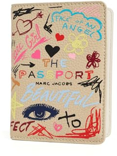 Marc Jacobs Women's The Punk Scribble Passport Case, Beige Multi, One Size
