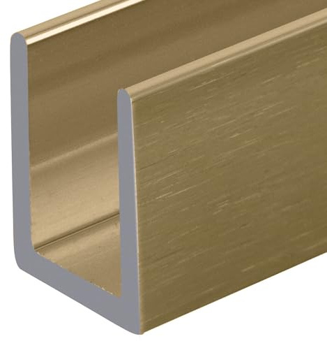 CRL Satin Brass Frameless Shower Door Aluminum Deep U-Channel for 3/8 Thick Glass - 95 in long