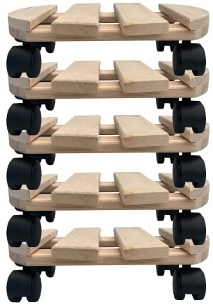 Chariot pour plantes en bois massif rond 30 cm jusqu'à 120 kg (5)