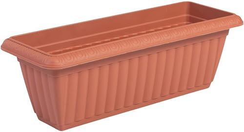 Iris Ohyama, Pot pour Plantes Jardinière Mince avec système de Drainage/réservation de l'eau pour Le Jardinage - Slim Planter Relief 500, Marron