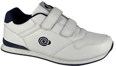 Dek Scarpe da bowling da uomo Axis Trainer Style Touch Chiusura al tatto, colore: Bianco/Blu marino, bianco, 45 EU
