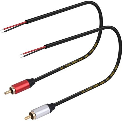 2Packs Lautsprecher Draht RCA Audio Stecker Jack Adapter auf Bare Wire Open End Pigtail Audio Video Lotus Stecker Reparatur Kabel für Verstärker, Empfänger, Lautsprecher