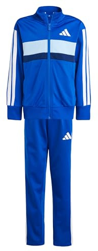 adidas Unisex Kinder SEASONAL ESSENTIALS TIBERIO 3 STRIPES TRICOT TRACKSUIT, Royal Blue/White/Glow Blue, 3-4 Years