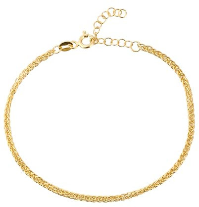 Einzelstück® Armband Woven I 925 Sterling Silber 14K vergoldet I Silberarmband geflochten I Armschmuck Damen I Antiallergen & nickelfrei (Gold)