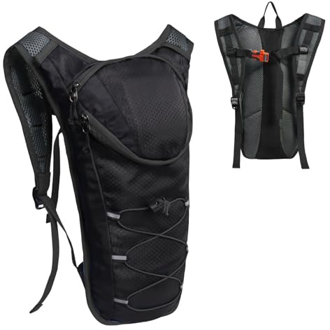 Plliocse Mochila de hidratación de 10 litros, mochila de agua para correr, ciclismo, mochila de hidratación ligera, transpirable, reflectante, mochila de ciclismo (negro)