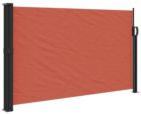 vidaXL Seitenmarkise, Sichtschutz Ausziehbar, Windschutz Sonnenschutz für Garten Balkon Terrasse, Seitenrollo Seitenwandmarkise, Terrakottarot 120x500cm