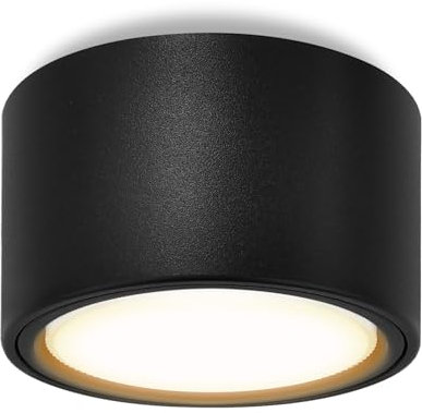 GeyouLux Faretti LED Soffitto 6W 680LM Faretti da Soffitto 3000K Bianco Caldo Faretto LED Interno Ø95x55mm Plafoniera led Soffitto in Alluminio per salone corridoio cucina salotto, Nero