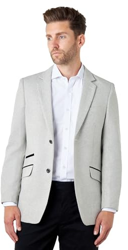Xposed Calix – Blazer ajusté en Laine mélangée Grise Blazer ajusté à Chevrons [BLZ-Sin-Calix-LT.Grey, UK/US 48, EU 58]