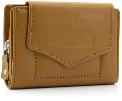 ekavale Geldbörse für Damen mit Druckknopf-Überschlag RFID weiches Leder (Curry)