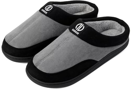 GURGER Zapatillas de Estar por Casa de Hombre Invierno Forro de Cálido Espuma Viscoelástica Antideslizante Pantuflas Gris 42 43