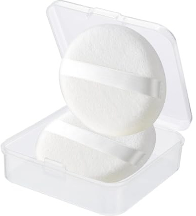 2 unidades de puf grande de algodón puro jumbo de 10 cm con funda, redondo y esponjoso polvo corporal ultra suave para polvos corporales sueltos, base cosmética, esponja, sin hongos, puf