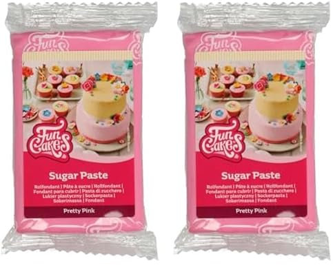 FunCakes Pasta di Zucchero Pretty Pink: facile da usare, liscia, flessibile, morbida e pieghevole, perfetta per decorare torte, halal, kosher e senza glutine. 250 gr (Confezione da 2)