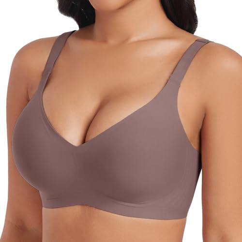BH Damen Bequemer Große Brüste Bügelloser Seamless Bra Bequem BH Klassische Soft ohne Bügel Push Up Nahtloser Bügelloser T Shirt Gepolstert Bralette mit Extender(Grey,3XL)