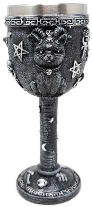 Verre à boire en forme de chat noir – Calice gothique avec doublure en acier inoxydable – 20 cm de haut, collectionneurs et cadeaux