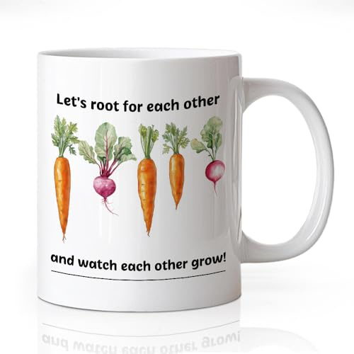 WHTYEFZ Let's Root for Each Other And Watch Each Other Grow Coffee Mug, Inspirational Friendship Gifts for Bestie Soul Sister, Retirement Appreciation Gifts for Teacher Boss Entrepreneur Coworker