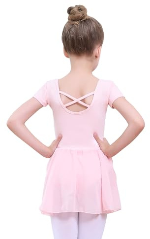 Ruikaisy Girls Ballet Dress Short/Long Sleeve Ballet Outfit Cotton Ballet Leotard Gymnastics Dance Leotard with Chiffon Skirt