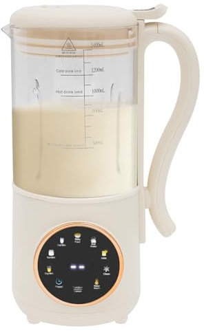 MEELRYD Sojamjölkberedare, 1 400 ml automatisk nötmjölkmaskin med 16 blad, vegetabilisk mjölkberedare med LED-display och timer, för hemlagad växtmjölk, sojamjölk, spannmål drycker
