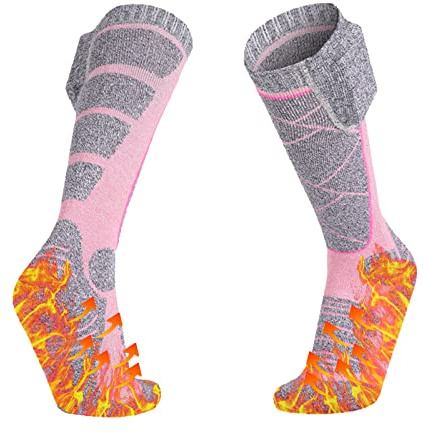 Chaussettes Chauffantes Homme Femme Chaussette Chauffante Chaussette Chaude pour Activités de Plein Air en Hiver épaisses avec 3 niveaux de chauffage pour Ski Randonnée Chasse (004 Sans batterie)