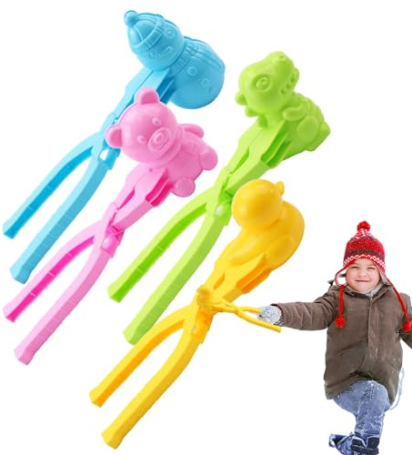 Set di fermagli a forma di palla di neve da 4 pezzi - Orecchio giocattolo da esterno invernale per bambini | Set da spremere a palla di neve per combattimento con palle di neve | Forme ABS facili da