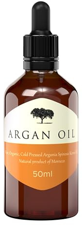 Truly Moroccan Pure Organic Argan Oil 50ml – Cold Pressed 100% Pure Argan Oil for Hair, Face, Body & Skin. Sourced and Bottled in Morocco (Pipette)