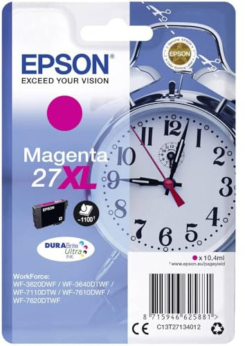 Epson Original 27XL Tinte Wecker (WF-3620DWF, WF-3640DTWF, WF-7110DTW, WF-7210DTW, WF-7610DWF, WF-7620DTWF, WF-7710DWF, WF-7715DWF, WF-7720DTWF), magenta
