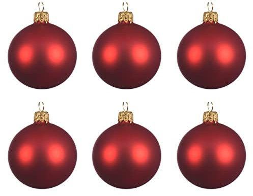 6 Weihnachtskugeln Christbaumkugeln Baumkugeln aus Glas Durchmesser 60mm weihnachtsrot matt