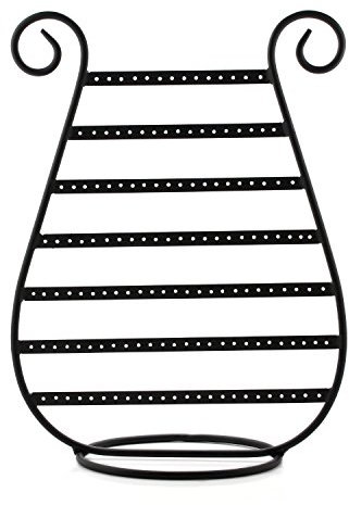 Mango Steam Harp Stud Earring Jewellery Organiser, Display Stand, Storage, Gift (Black/Slim)