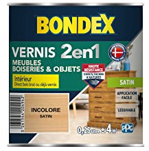 BONDEX - Vernis - Protège et Embellit le Bois - Satin - 0,25l - Incolore