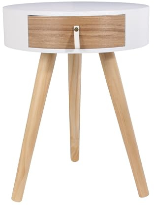HOME DECO FACTORY - HD6201 Chevet Nora - Table de Nuit Blanche avec Tiroir - 34,5x34,5x47 cm - Design Élégant pour Chambre - Mobilier Fonctionnel et Esthétique