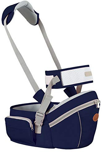 WONOOS Babytrage Hüftsitz, Baby Taillenhocker Sitzträger Mit Sicherheitsgurtschutz Hüftsitzträger Für Babys Zwischen 3 Und 36 Monaten,Dark Blue