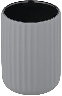 Wenko Bicchiere porta spazzolini Belluno, Ceramica, Grigio/Nero