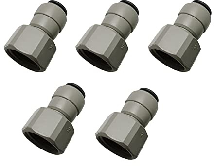 YZM Push-to-Connect Tube Fittings, Thread Female adapters,1/2 NPTF x 3/8 Tube OD,for RO Water Systems, Water Filter,Water purifiers. (pack of 5)