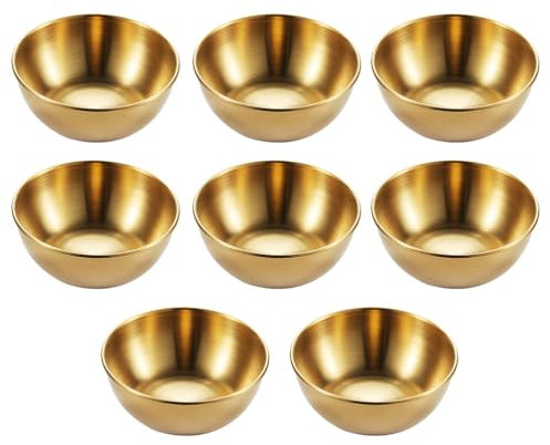 Cabilock 8Stück Dipschalen Edelstahl Gewürzschale Saucenschälchen Golden Kleine Servierschalen Sushi Soja Salatsoße Saucen Sojasauce Ketchup Gewürz Dessert Snacks Schälchen Dipschälchen