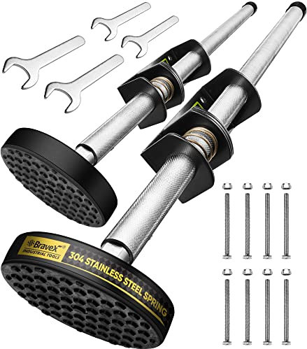 Bravex Adjustable Ladder Leveler Pair with Anti-Slip Rubber Feet Engraved Anti-Slip Pattern Steel Pole, Extension Ladder Stabilizer Feet Levelers, Universal Stair Ladder Aide Stabilizer Accessories