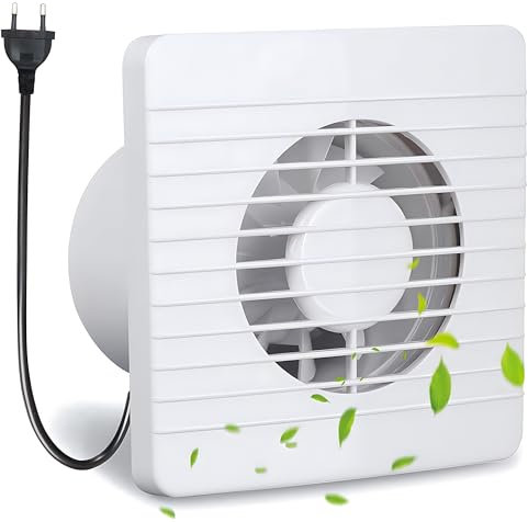 Hose Vary Abluftventilator Badlüfter 150mm, Fensterventilator Küche 25W 250m³/h Abluft mit Ruckstauklappe, Fenstermontagering, EU-Stecker für WC, Bad