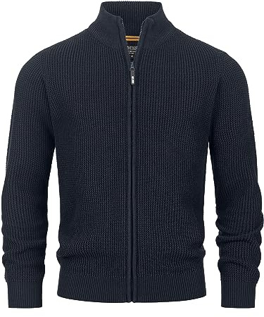 Indicode Herren INLayton Strickjacke mit Stehkragen und Reißverschluss | Cardigan Feinstrickjacke für Männer Navy, XL