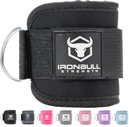 Women's Ankle Strap for Cable Machines & Resistance Bands: Gym & Home Workout Cuff Attachment for Leg Extensions, Kickbacks, Hip Abductors - Booty Exercises (Black, Pair)