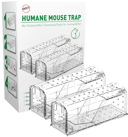 HOMEREVEL- 2 Pack Humane Mouse Traps for Indoor and Outdoor- Live Catch and Release, Reusable, Environment Friendly and Highly Sensitive Rodent Catcher, No Touch Release Mice Traps