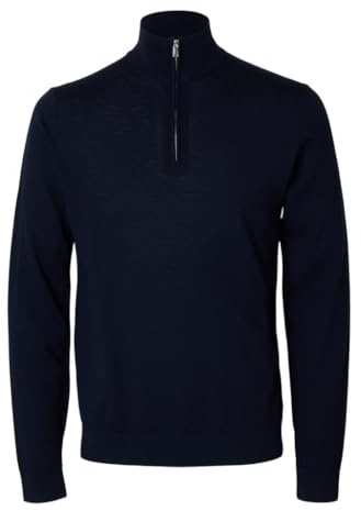 SELECTED HOMME Pull à Demi-Fermeture éclair 100% Laine mérinos Navy Blazer M Navy Blazer M