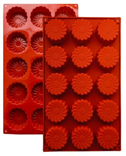Moule en Silicone,1 Moule Marguerite avec Revêtement Antiadhésif, Moule en Silicone Pâtisserie pour Muffins, Brownies, Gâteaux, Cake, Pudding, Glaçons, Gelée, Quiches (29 x 17 cm) – 15 cavités