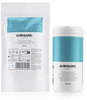 AURISANO - Reinigungstücher für Hörgeräte - 200 Feuchte Tücher - Spender 100 Stück plus Nachfüllpackung 100 Stück - Entfernt Schmutz und Ohrenschmalz - Hörgeräte-Reiniger - Auch für Gehörschutz (2)