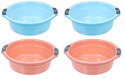 KICHOUSE 4pcs Hanging Wash Basins Double-handle Medium Thickened Home Bathroom Foot Handwashing Basins Suitable for Kitchen and Laundry Use, Random Color