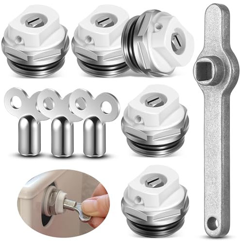 Gulfmew 5 Válvula de Ventilación del Radiador con 3 Llaves de Purga del Radiador y 1 Manija de Ventilación del Radiador Tecla de Calefacción Válvula de Ventilación del Calentador Manija de Ventilación