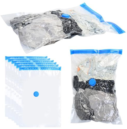 Tenbrachian 8 Pcs Space Saver Bags Vacuum Storage Bags Small Compression Zipper Storage Bags Vacuum Pack Bags for Clothes, Vacuum Bags for Clothes Travel Home, with Airtight Valve, 60 x 40 cm
