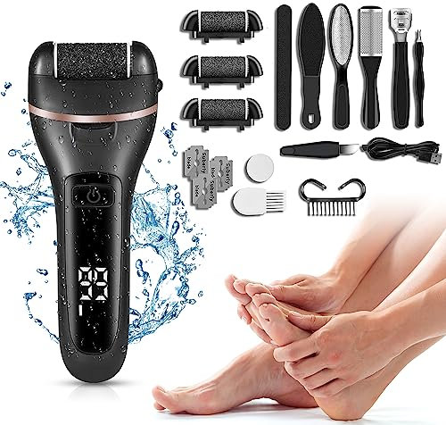 Electric Foot File Hard Skin Remover Set of 18 PCS– Foot Scraper & Callus Remover for Feet – Pedicure Set with Foot Exfoliator, Foot Scrubber & Dead Skin Remover Foot Care Kit