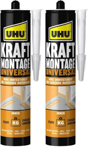 UHU Montagekleber KRAFT MONTAGE UNIVERSAL, Kartusche 470g (Packung mit 2)