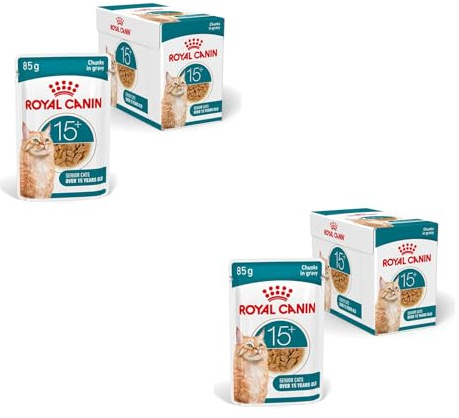 ROYAL CANIN AGEING 15+ Gravy | Paquete Doble | 2 x 12 x 85 g | Alimento húmedo para Gatos a Partir de los 15 años | Trozos en Salsa