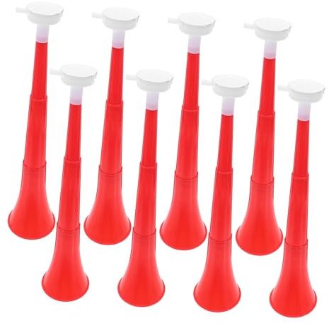 HEALSOPTHY 8 Piezas Bocinas Vuvuzela Plegables para Animación Deportiva Cuerno de Porrista Rojo Ligero y Portátil para Carnaval Fútbol y Fiesta