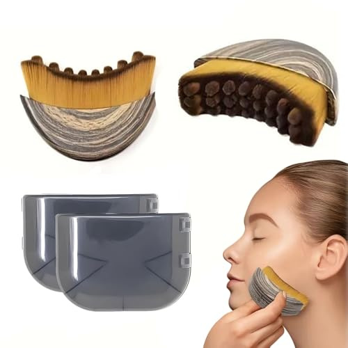 Lymphatic Drainage Contour Face Brush: 2PCS Soft Bristle Facial Dry Brushing Face Brush – Lymphatic Drainage Massager - Sculpt Jawline & Chin, Reduce Puffiness & Improve Circulation